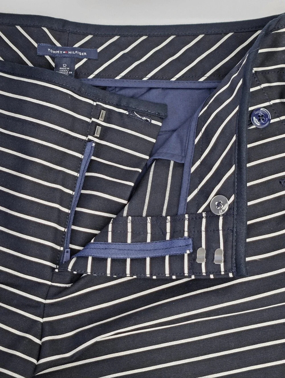 Tommy Hilfiger Size 12 Shorts Navy Striped Sailor 100% Cotton Nautical Retro